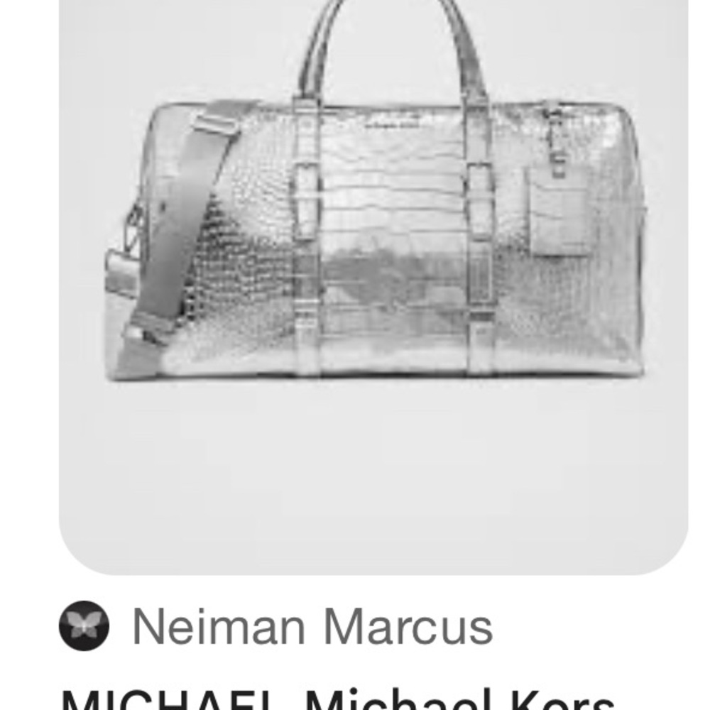 Michael Kors Silver Crocodile Embossed Duffel Bag NWT - Picture 16 of 16